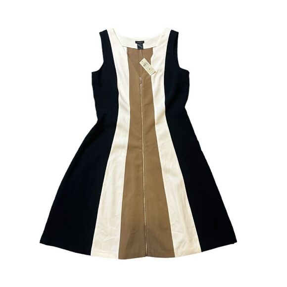 Ann Taylor Colorblock Zipper Front Fit & Flare Style Career Dress Size 8 NWT - Picture 2 of 12